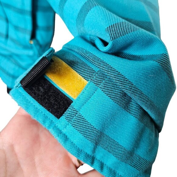 Nomis Women's Striped Hooded snowboarding Jacket Small Yellow & Blue Polyester - Picture 9 of 16